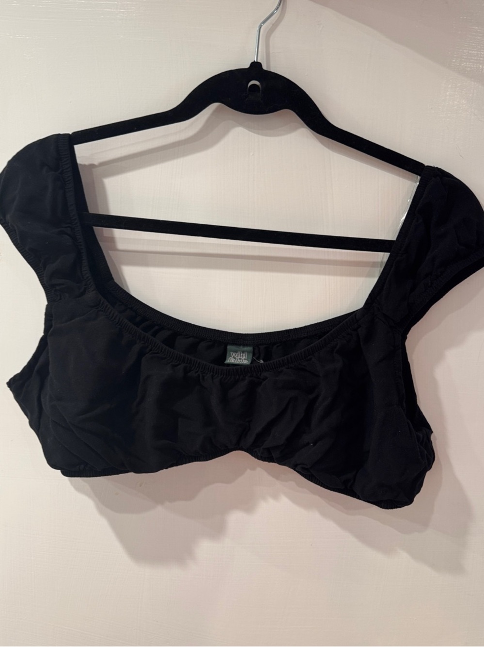 Black Women’s Ruched Sleeve Crop Top - Never Worn - Target/Wild Fable